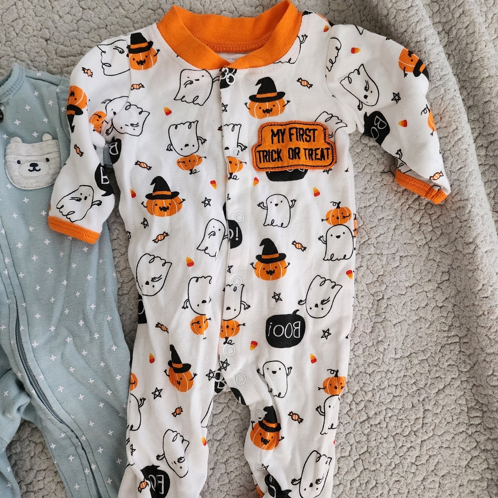 Halloween Ghost and Pumpkin Baby Onesie